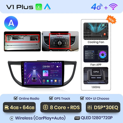 Junsun V1pro AI Voice 2 din Android Auto Radio For Honda CRV CR-V 2012-2016 Carplay Car Multimedia GPS 2din autoradio