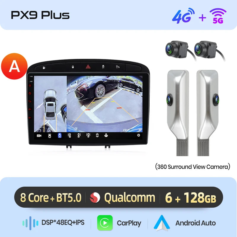 Junsun Android Wireless CarPlay Auto Car Radio For Peugeot 308 308SW 408 2012-2020 Car Intelligent Systems DSP SWC RDS GPS FM BT