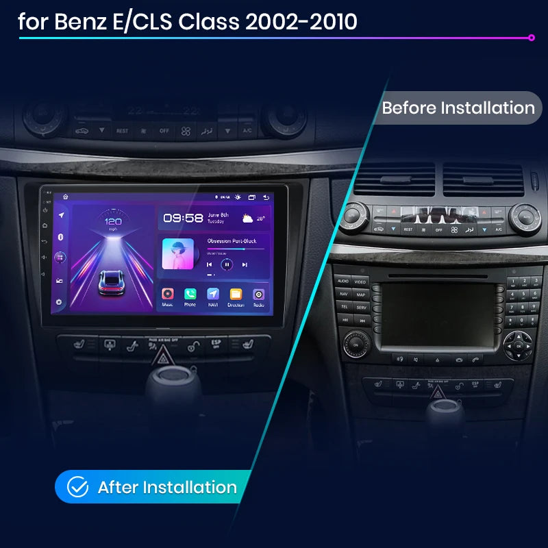 Junsun V1 Wireless CarPlay Android Auto Radio For Mercedes Benz E class W211 E300 2002-2010 4G Car Multimedia GPS 2din autoradio