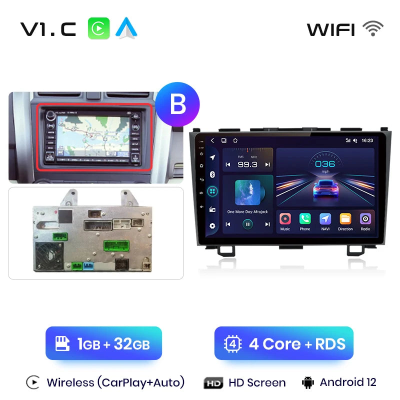 Junsun V1 Wireless CarPlay Android Auto Car Radio for Honda CR-V 3 RE CRV 2007-2011 GPS Car Intelligent Systems Smart Autoradio
