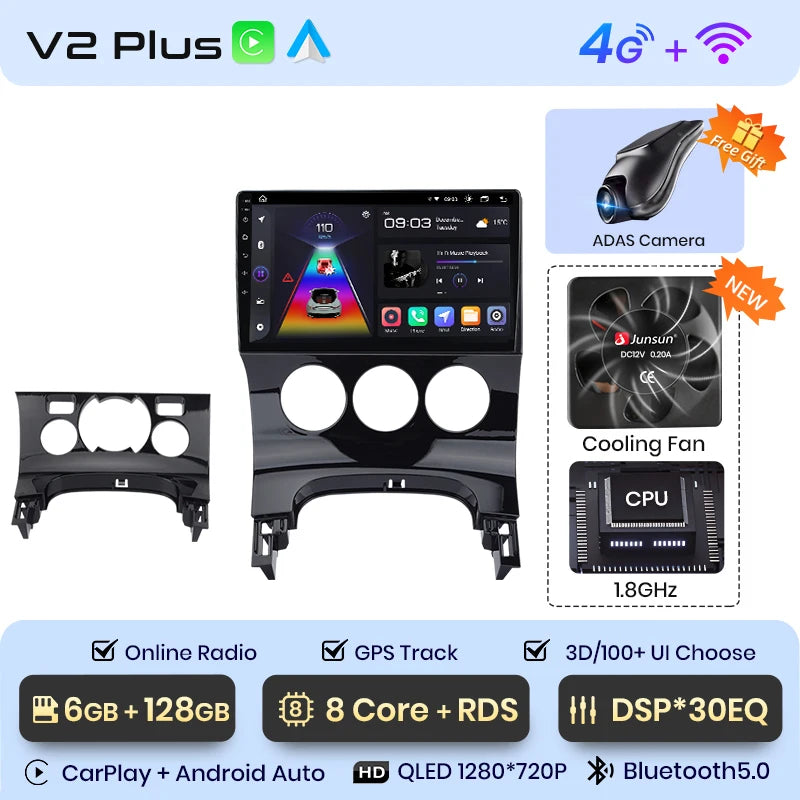 Junsun V1 Plus Car Radio For Peugeot 3008 2009 - 2015 wireless CarPlay Android Auto car intelligent systems No 2 din 2din DVD