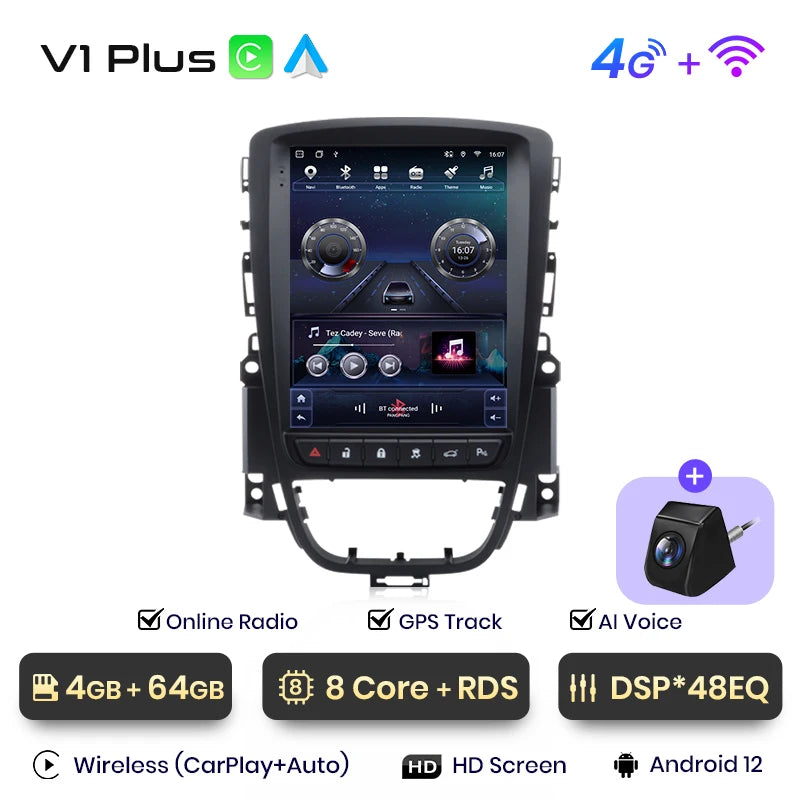 Junsun Tesla Style Android Auto Wireless Carplay Car Radio Multimedia For Opel Astra J Vauxhall Buick Verano 2009-2013 no 2din