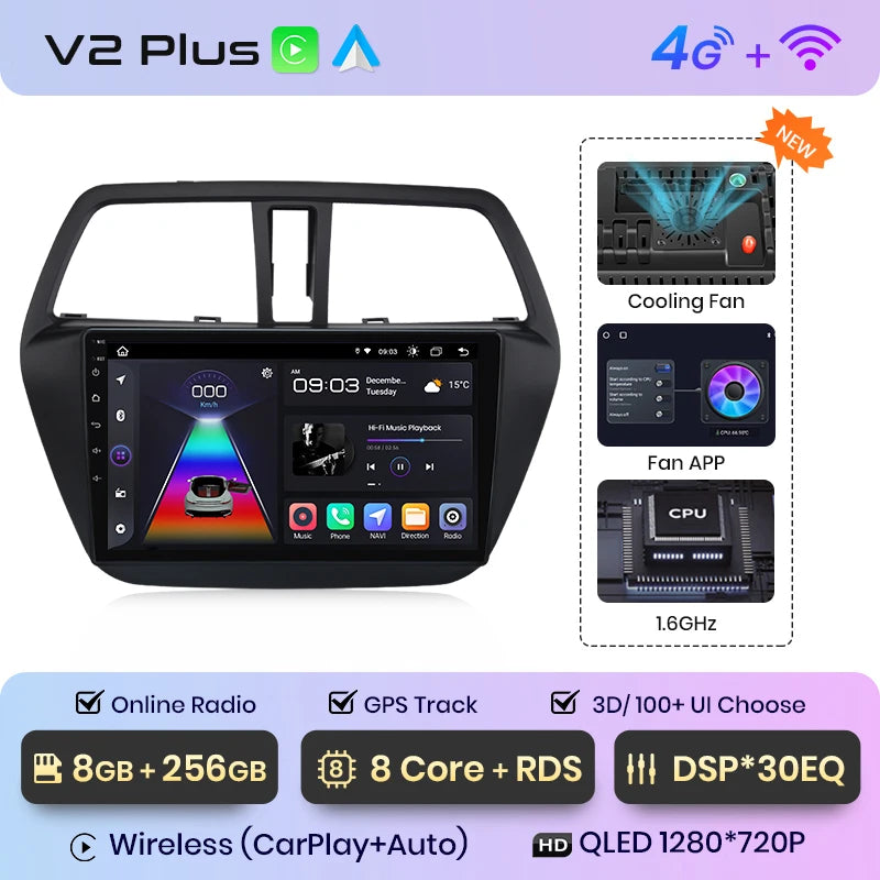 Junsun V1pro AI Voice 2 din Android Auto Radio For Suzuki SX4 2 S-Cross 2012 - 2016 Carplay 4G Car Multimedia GPS autoradio