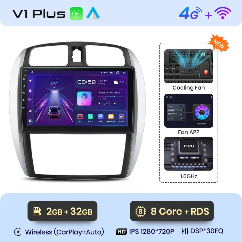Junsun Wireless CarPlay Android Auto Radio For MAZDA 323 HAIMA FREEMA FORD LASER 2002-2008 Car Intelligent Systems RDS BT WiFi
