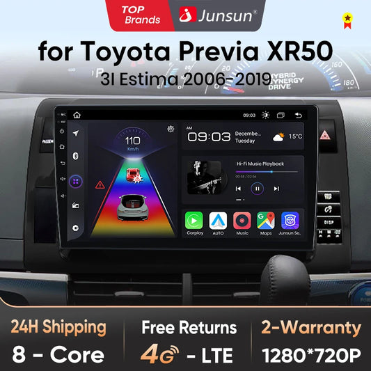 Junsun Wireless CarPlay Android Auto Radio For Toyota Previa XR50 3 III Estima 2006-2019 Car Intelligent Systems RDS BT WiFi