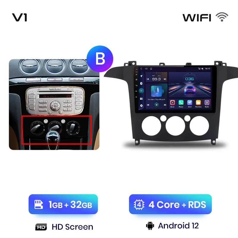 Junsun V1pro AI Voice 2 din Android Auto Radio For Ford S-Max S max 2007 - 2015 Carplay 4G Car Multimedia GPS 2din autoradio