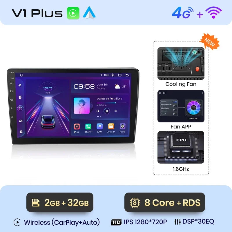 Junsun Wireless CarPlay Android Auto Radio For VOLKSWAGEN POLO 2004 2005 2006-2010 Car Intelligent Systems RDS BT WiFi 2 din