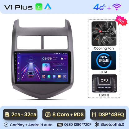 Junsun V1 Plus Car Radio For Chevrolet Aveo 2 Sonic T300 2011 - 2015 wireless CarPlay Android Auto No 2 din 2din DVD