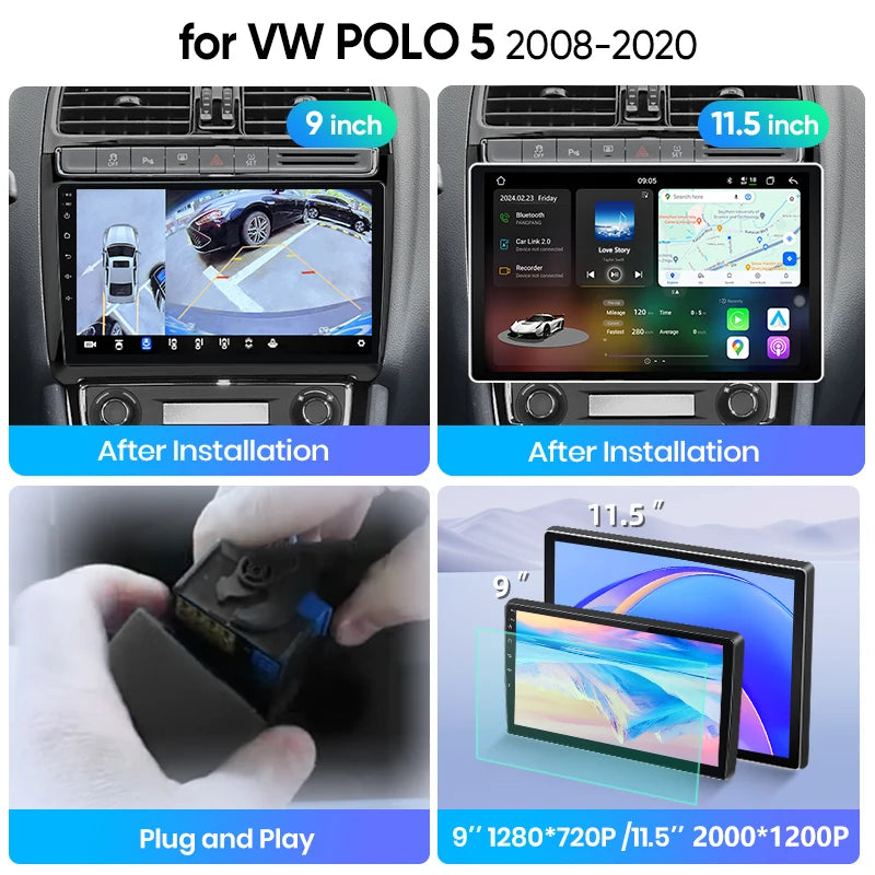Junsun Wireless CarPlay Car Radio For VW Volkswagen POLO 5 sedan 2008- 2020 Android Multimedia