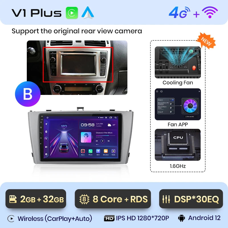 Junsun V1 Wireless CarPlay Android Auto Car Radio for Toyota Avensis T27 2008-2015 GPS Car Intelligent Systems Smart Autoradio