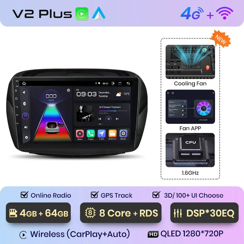 Junsun Wireless CarPlay Android Auto Radio For Honda Edix FRV 2004 2005 2006 2007-2009 Car Intelligent Systems RDS BT WiFi 2 din