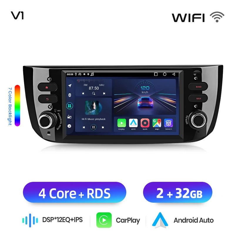 Junsun Wireless CarPlay Car Radio For Fiat Linea Punto Evo 2012 2013-2015 Android Multimedia