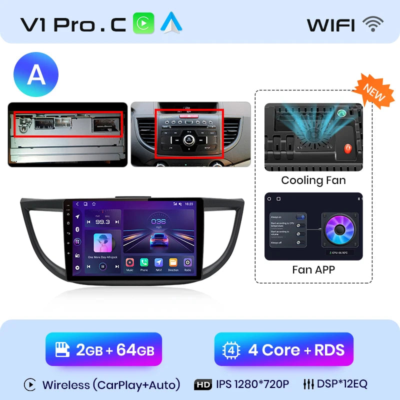 Junsun V1pro AI Voice 2 din Android Auto Radio For Honda CRV CR-V 2012-2016 Carplay Car Multimedia GPS 2din autoradio