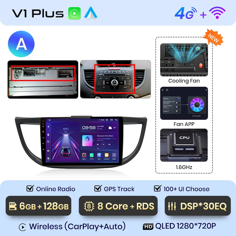 Junsun V1pro AI Voice 2 din Android Auto Radio For Honda CRV CR-V 2012-2016 Carplay Car Multimedia GPS 2din autoradio