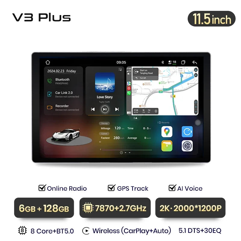 Junsun X7 PRO 11.5“ 2K AI Voice Wireless CarPlay Android Auto Car Radio For Skoda Superb 2 2008-2015 Multimedia autoradio