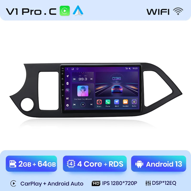 Junsun Car Radio For KIA Morning Picanto 2011 - 2016 wireless CarPlay Android Auto car intelligent systems No 2 din 2din DVD