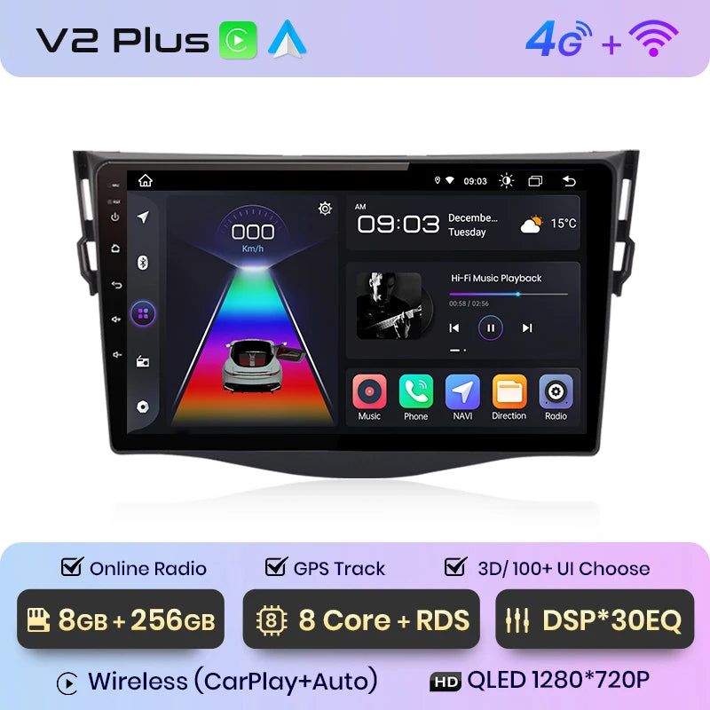 Junsun V1 AI Voice Wireless CarPlay Android Auto Radio For Toyota RAV4 RAV 4 2005-2012 2013 4G Car Multimedia GPS 2din autoradio