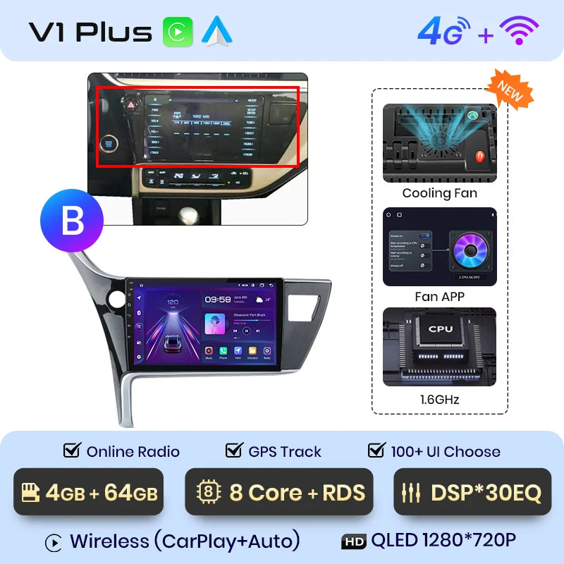 Junsun V1pro AI Voice Car Radio Android Auto Multimedia For Toyota Corolla 11 Auris E180 2017 - 2019 CarPlay GPS 2din autoradio