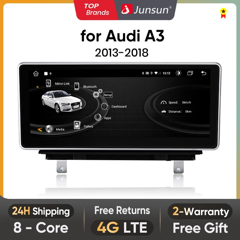 Junsun 10.25 inch Wireless CarPlay Car Radio Multimedia For Audi A3 2013-2018 2015 2016 4G Andorid Auto Navigation Player