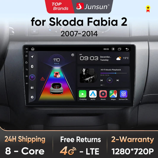 Junsun V1 Plus Car Radio For Skoda Fabia 2 2007 - 2014 wireless CarPlay Android Auto car intelligent systems No 2 din 2din DVD