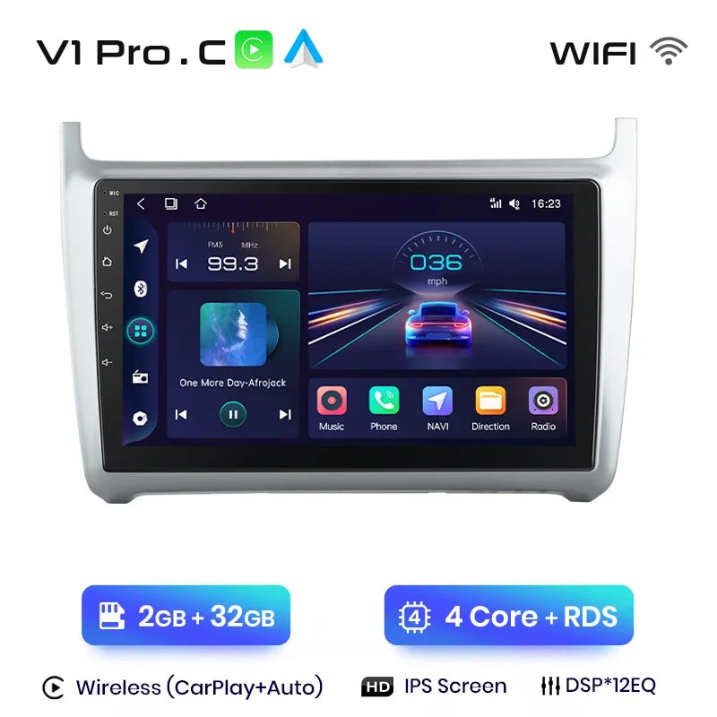Junsun Wireless CarPlay Android Auto Radio For VOLKSWAGEN POLO 2014 Car Intelligent Systems RDS BT WiFi 2 din