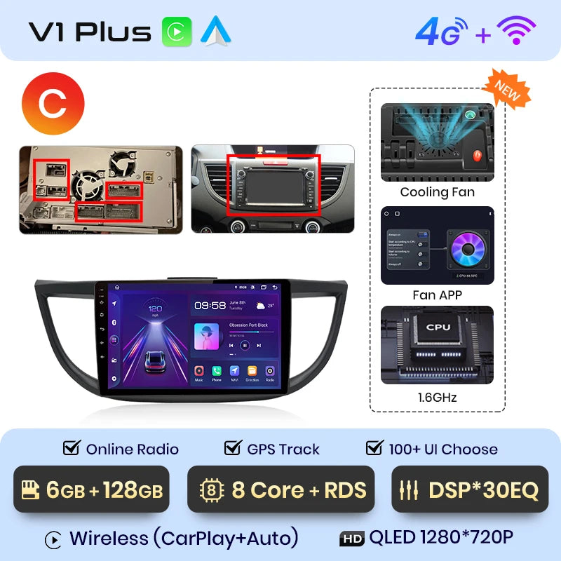 Junsun V1pro AI Voice 2 din Android Auto Radio For Honda CRV CR-V 2012-2016 Carplay Car Multimedia GPS 2din autoradio