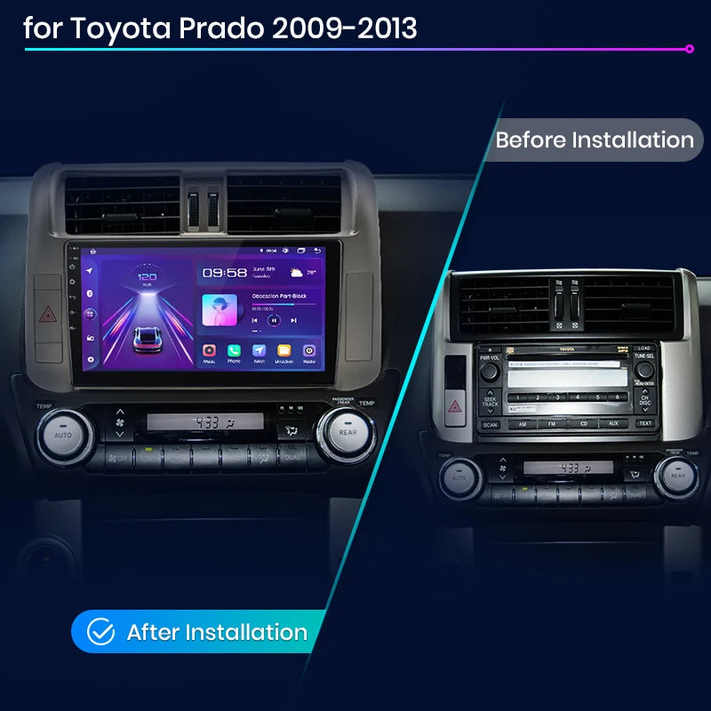 Junsun V1pro AI Voice Car Radio Android Auto Multimedia For Toyota Land Cruiser Prado 150 2009-2013 4G Carplay 2din autoradio