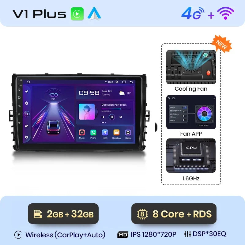Junsun Wireless CarPlay Android Auto Radio For Volkswagen VW MQB POLO VI Jetta MK7 T6 Bora 2018 2019 2020 2021 4G 2 din RDS BT