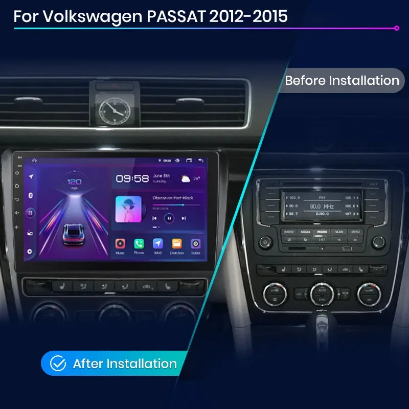 Junsun Wireless CarPlay Android Auto Radio For VOLKSWAGEN PASSAT 2012 2013 2014 2015 Car Intelligent Systems RDS BT WiFi 2 din