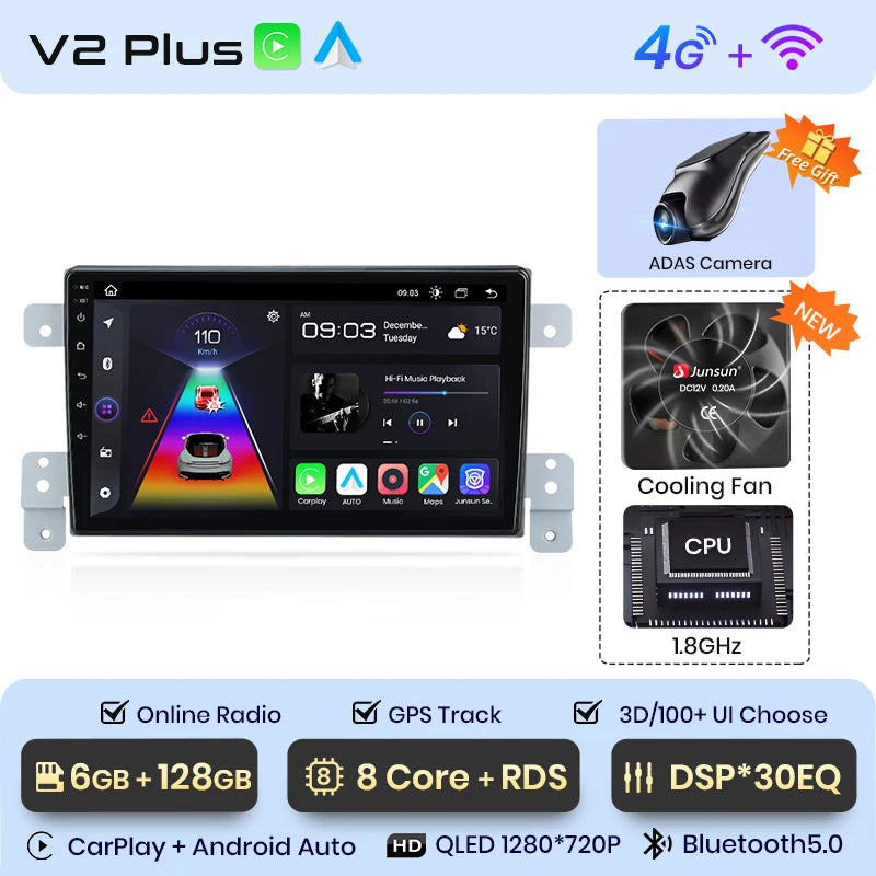 Junsun Car Radio For Suzuki Grand Vitara 3 2005 - 2015 wireless CarPlay Android Auto car intelligent systems No 2 din 2din DVD