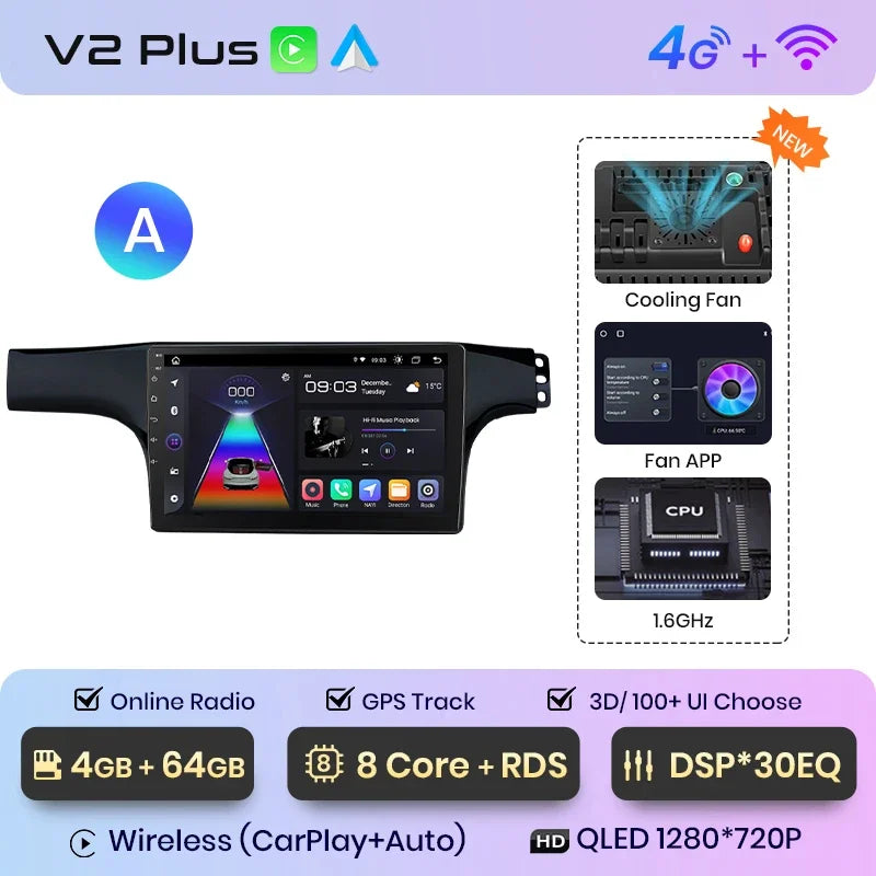Junsun Wireless CarPlay Android Auto Radio For VOLKSWAGEN LAVIDA 2007 2008 2009 2010 Car Intelligent Systems RDS BT WiFi 2 din