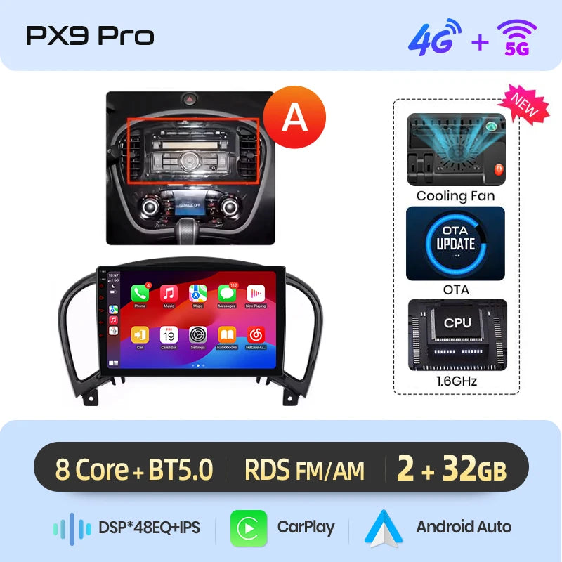 AWESAFE PX9 Car Radio Autoradio for Nissan Juke YF15 2010-2014  Wireless Carplay Screen Android Auto Stereo GPS Navi FM RDS BT