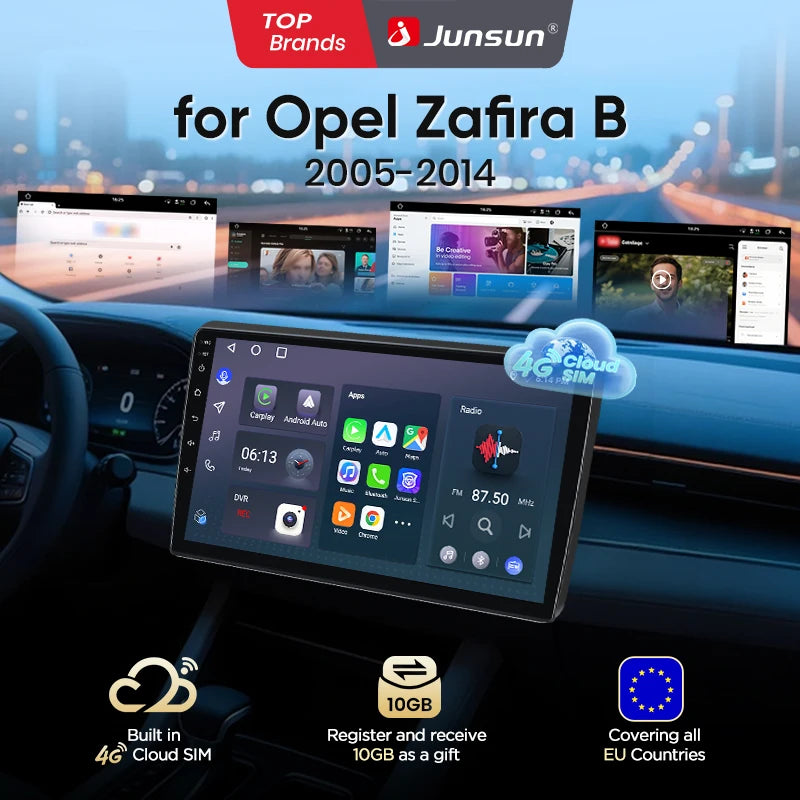 Junsun eSIM Wireless CarPlay Android Auto For Opel Zafira B 2005 2006 2007 2008-2014 2 Din Autoradio RDS BT DSP auto accessories