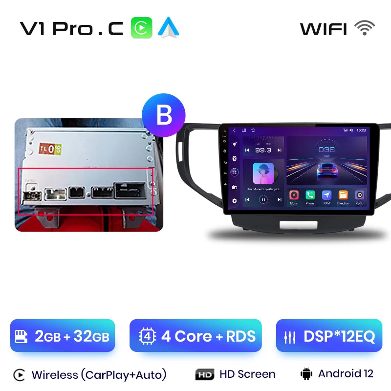 Junsun V1 AI Voice Wireless CarPlay Android Auto Radio For Honda Accord 8 2008-2012 4G Car Multimedia GPS 2din autoradio