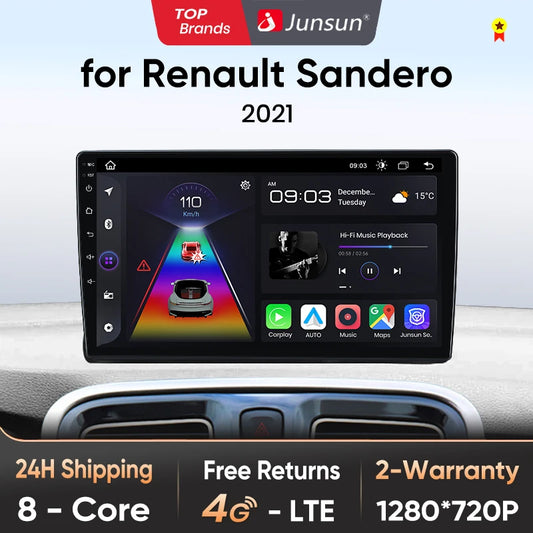 Junsun Wireless CarPlay Android Auto Radio For Renault Sandero 2021 Car Intelligent Systems RDS BT WiFi 2 din