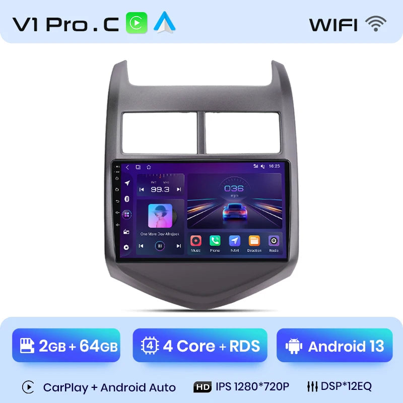 Junsun V1 Plus Car Radio For Chevrolet Aveo 2 Sonic T300 2011 - 2015 wireless CarPlay Android Auto No 2 din 2din DVD