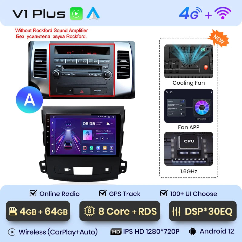 Junsun V1pro 2 din Android Auto Radio For Mitsubishi Outlander xl 2 2005-2011 Citroen C-Crosser Carplay Car Multimedia autoradio