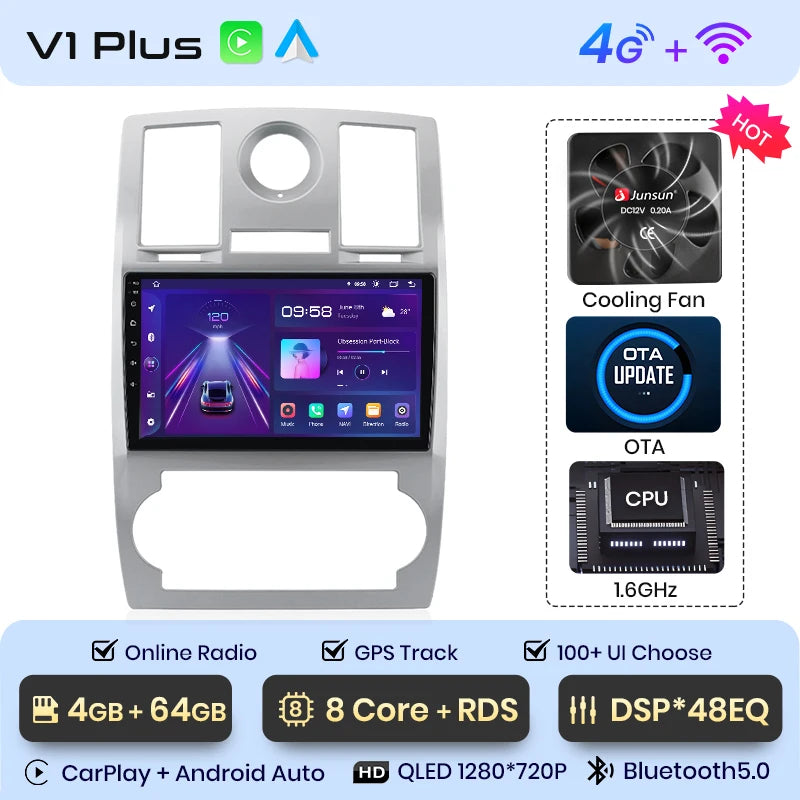 Junsun Car Radio For Chrysler 300C Aspen 2004 - 2008 wireless CarPlay Android Auto car intelligent systems No 2 din 2din DVD