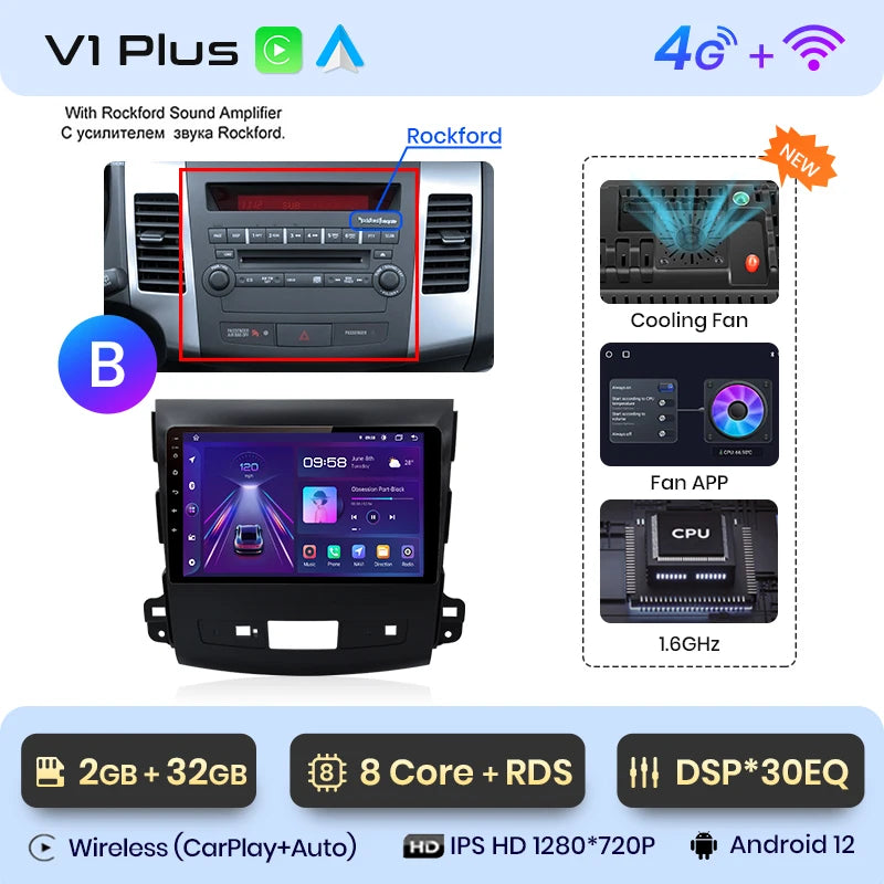 Junsun V1pro 2 din Android Auto Radio For Mitsubishi Outlander xl 2 2005-2011 Citroen C-Crosser Carplay Car Multimedia autoradio