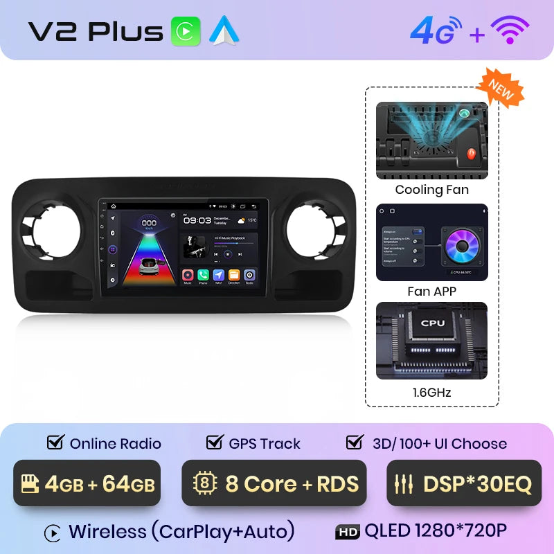 Junsun V1pro AI Voice 2 din Android Auto Radio For Mercedes-Benz Sprinter 2018-2022 Carplay Car Multimedia GPS 2din autoradio