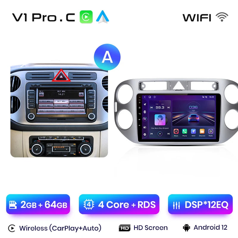Junsun V1pro AI Voice 2 din Android Auto Radio For VW Volkswagen Tiguan 1 NF 2006-2016 Carplay Car Multimedia GPS 2din autoradio