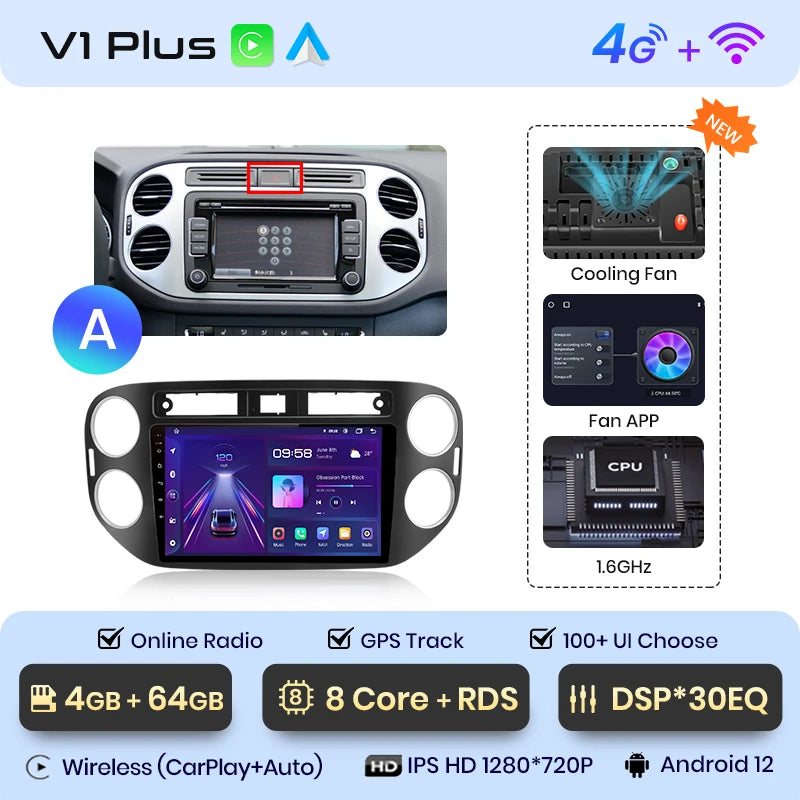 Junsun V1pro AI Voice 2 din Android Auto Radio For VW Volkswagen Tiguan 1 NF 2006-2016 Carplay Car Multimedia GPS 2din autoradio