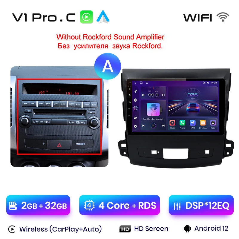 Junsun V1pro 2 din Android Auto Radio For Mitsubishi Outlander xl 2 2005-2011 Citroen C-Crosser Carplay Car Multimedia autoradio