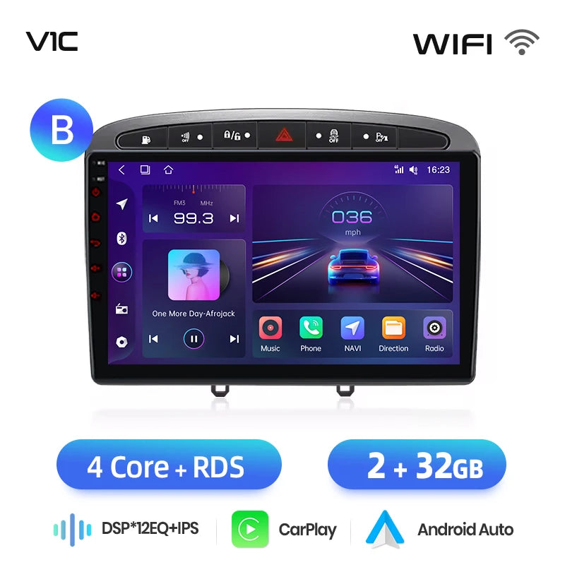Junsun Android Wireless CarPlay Auto Car Radio For Peugeot 308 308SW 408 2012-2020 Car Intelligent Systems DSP SWC RDS GPS FM BT