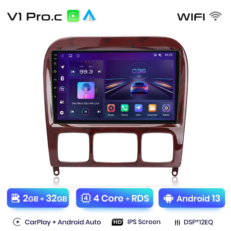 Junsun V1 Plus Car Radio For Mercedes Benz S-Class W220 1998 - 2005 wireless CarPlay Android Auto No 2 din 2din DVD