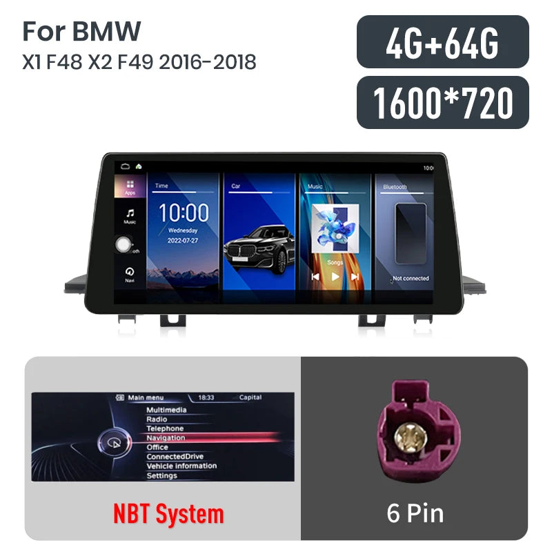Junsun 8 Core 4G WiFi Wireless CarPlay Andorid Auto Car Radio Multimedia For BMW X1 F48 X2 F49 2013-2020 Car Intelligent Systems
