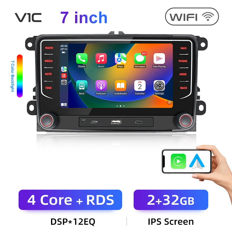 Junsun 2Din Wireless CarPlay for Apple Android Auto Car Radio Multimedia Player For VW Volkswagen Skoda Octavia PASSAT B6 GOLF