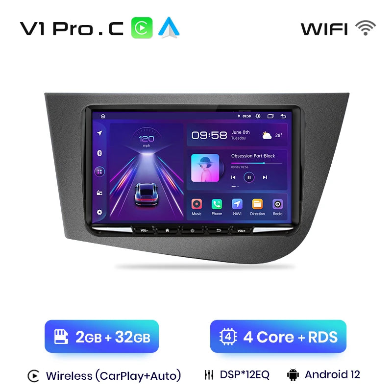 Junsun AI Voice Android Auto Radio for Seat Leon MK2 2005 2006 2007 - 2012 Carplay Car Multimedia RDS DSP GPS No 2din autoradio