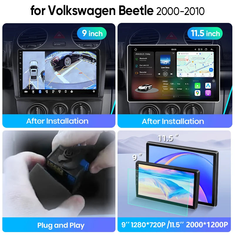 Junsun Wireless CarPlay Car Radio For VW Volkswagen bean 2000-2010 Android Multimedia