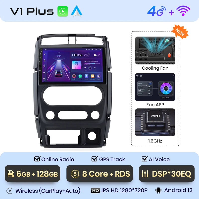 Junsun V1pro AI Voice Car Radio Android Auto Multimedia Player For Suzuki Jimny 3 2005-2019 Carplay 4G RDS 2din GPS autoradio